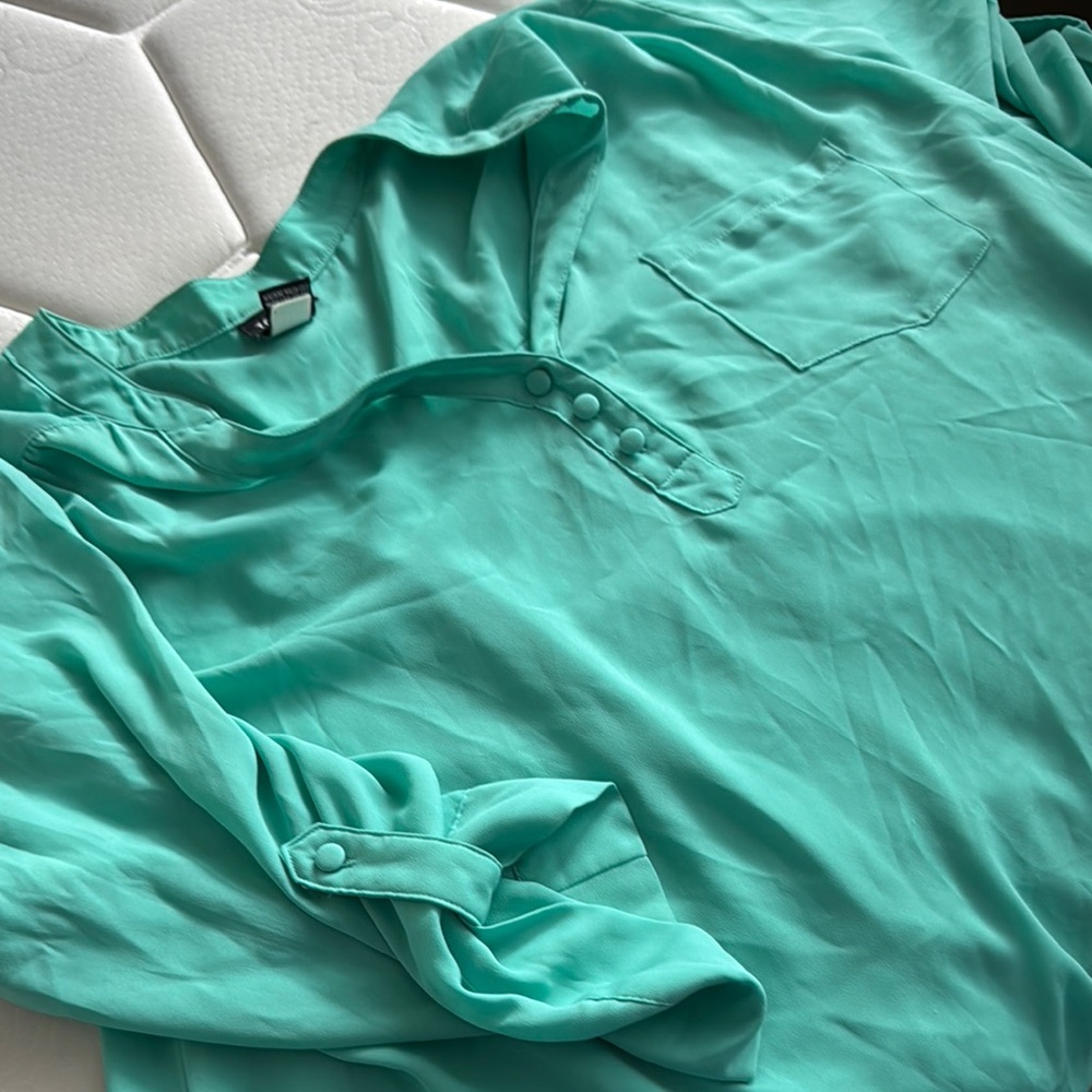 Torrid Blue Casual Button Down Shirt